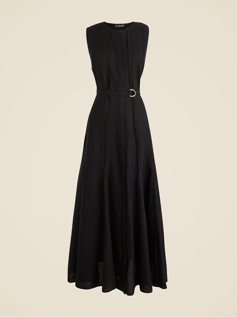 Seamed linen dress with removable belt - Picture 4 of 7